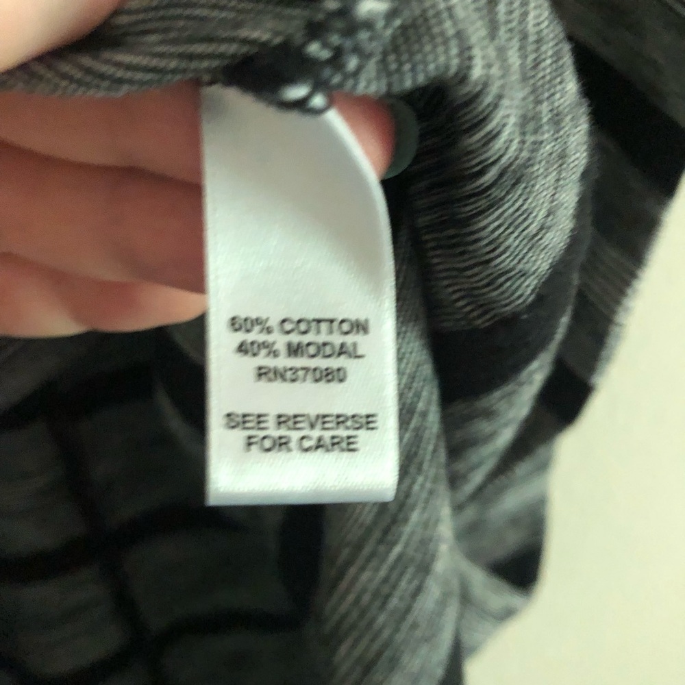 C Est 1946 Plus Size Black and White Striped Short Sleeve Shirt - Picture 6 of 7